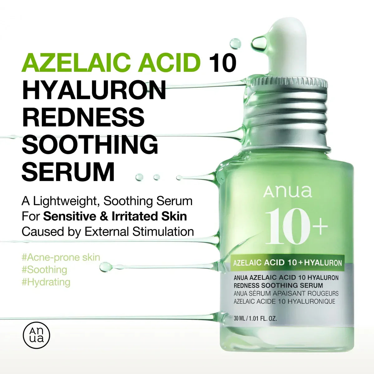 ANUA Azelaic Acid 10 Hyaluron Redness Soothing Serum - luut